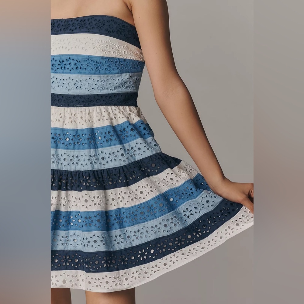 NWT! Anthropologie Maeve Strapless Cotton Lace Dress - Size Medium📢 - Picture 5 of 6